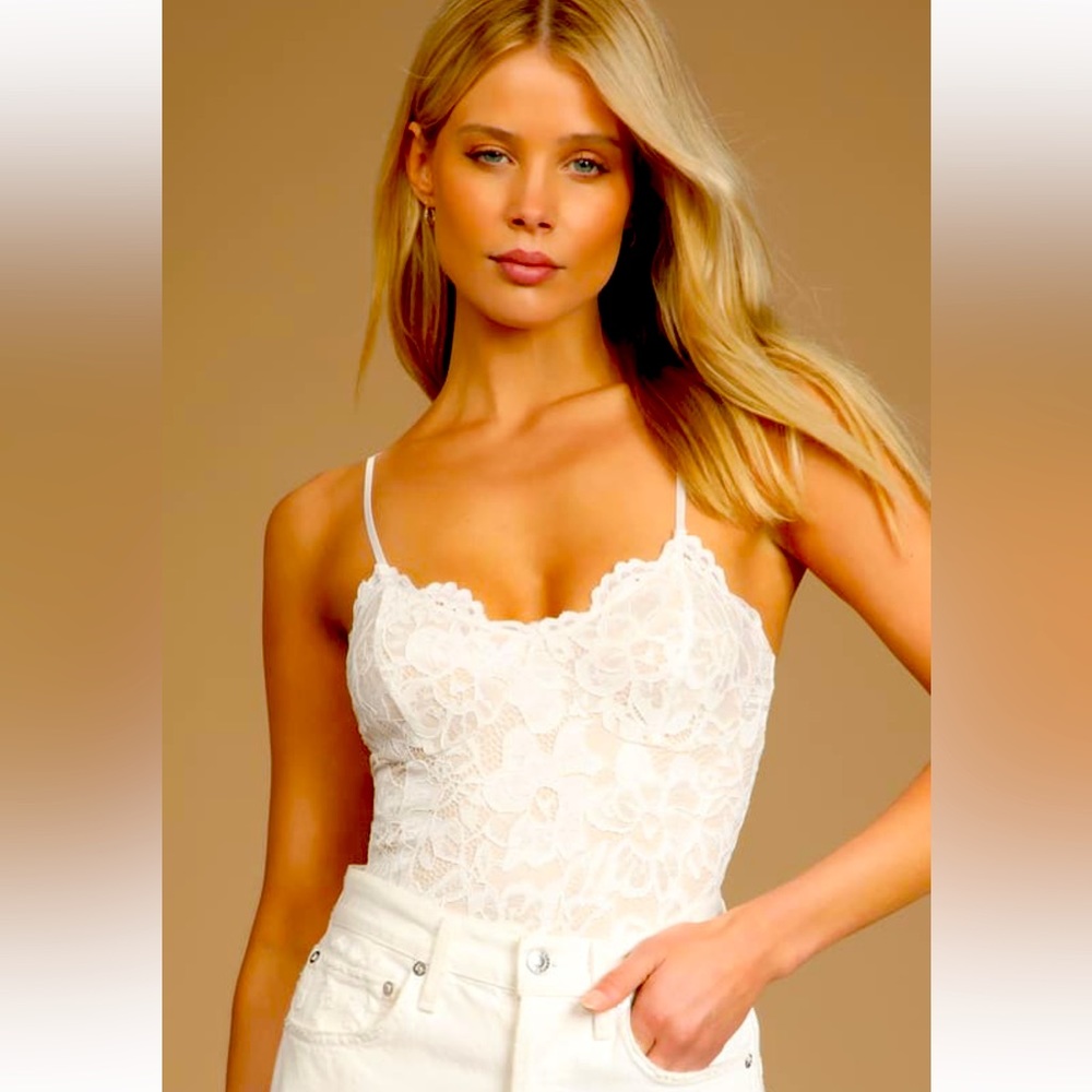 Lulu’s Midnight Romance Ivory Lace Bodysuit